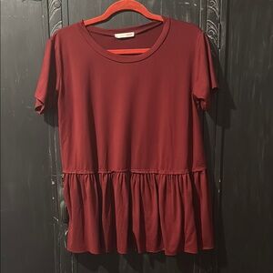 entro Burgundy Peplum Top